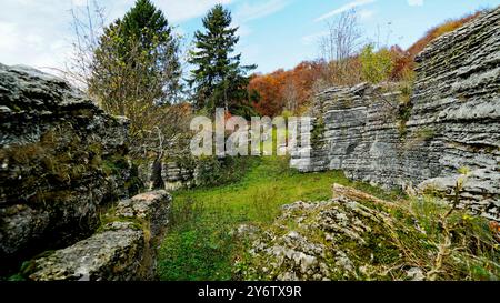 Valley of the Sphinxes. Autumn landscape. Velo Veronese, Lessinia Plateau. Province of Verona. Veneto, Italy Stock Photo