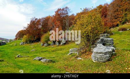 Valley of the Sphinxes. Autumn landscape. Velo Veronese, Lessinia Plateau. Province of Verona. Veneto, Italy Stock Photo