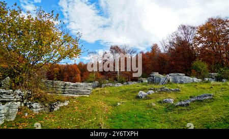 Valley of the Sphinxes. Autumn landscape. Velo Veronese, Lessinia Plateau. Province of Verona. Veneto, Italy Stock Photo