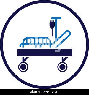medical bed, bed, wheel bed, stretcher, bed on wheels icon Stock Vector