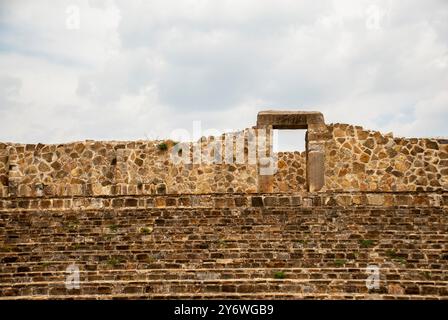 A wall of the archaeological site of Mitla.  A touristic archeological site in Mexico. Stock Photo