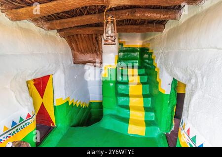 DHAHRAN AL JANUB, SAUDI ARABIA - NOVEMBER 25, 2021: Traditional adobe house in Dhahran al Janub, Saudi Arabia Stock Photo