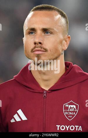 Rome, Lazio. 26th Sep, 2024. Angelino of AS Roma during the Europa League first qualifying round - 1st leg match between Roma v Athletic Bilbao at Olympic stadium, Italy, Sep 26th, 2024. Credit Credit: massimo insabato/Alamy Live News Stock Photo