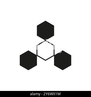 Hexagon network icon. Geometric honeycomb structure. Abstract connection symbol. Vector minimal design. Stock Vector