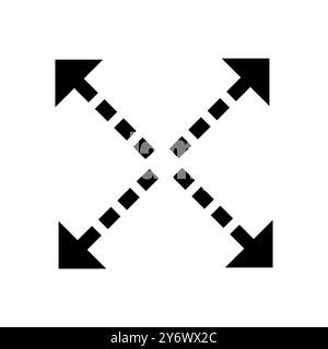 Expand arrows icon. Four direction symbol. Dashed arrow design. Vector graphic element. Stock Vector