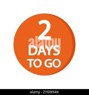 Countdown badge. Bold number two. Orange round icon. Vector symbol. Stock Vector