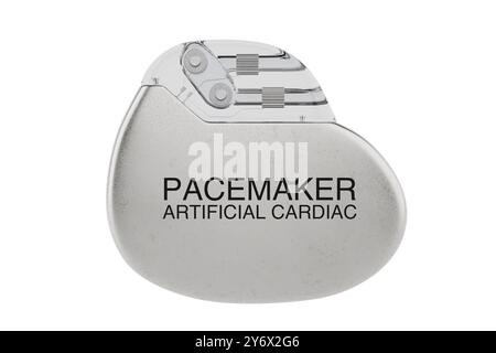Implantable Artificial Cardiac Pacemaker Device on a white background ...