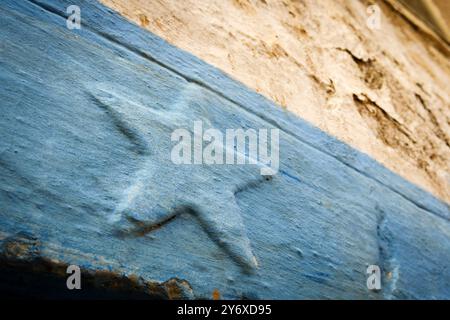 star symbol of the five pillars of Islam, Tioute village, Valle del Sous, Antiatlas, Morocco. Stock Photo