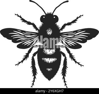 Silhouette bee Professional black and white logo, suitable for a icon variety of industries. Minimalistic aesthetic, isolated on a white background. Stock Vector