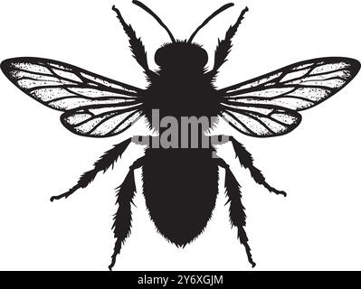 Silhouette bee Professional black and white logo, suitable for a icon variety of industries. Minimalistic aesthetic, isolated on a white background. Stock Vector