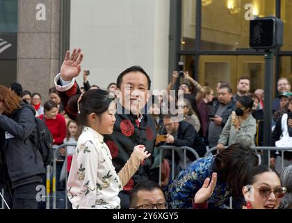 San Francisco, CA - Feb 24, 2024: City Attorney David Chiu participanting in the Chinese New Year Parade, one of the world's top 10 parades and the la Stock Photo