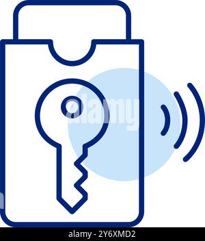 Smart lock key with wi-fi symbol. Digital access to spaces and networks. Pixel perfect, editable stroke vector icon Stock Vector