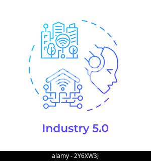 Industry 5.0 blue gradient concept icon Stock Vector