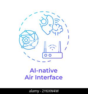 AI-native air interface blue gradient concept icon Stock Vector