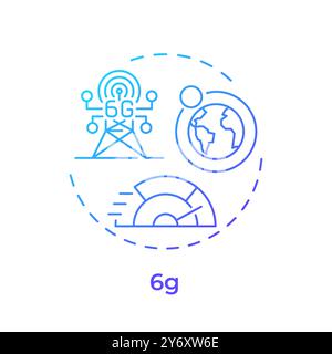 6G blue gradient concept icon Stock Vector