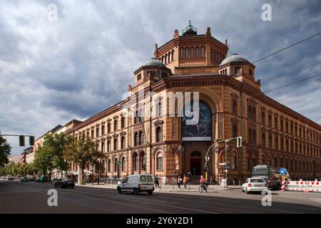 Explore the stunning facade of the Postfuhramt building in Mitte, Berlin, showcasing its historical significance and architectural beauty. Stock Photo