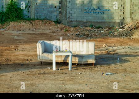 Tea Time couch at dawn - variations Stock Photo