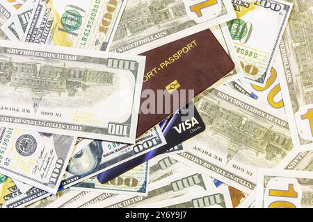 Tashkent, Uzbekistan - 15 March 2024: American currency banknote American dollars as a symbol of prosperity and success in business and affairs with c Stock Photo