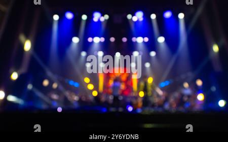 Defocused blurred concert lighting on stage Stock Photo