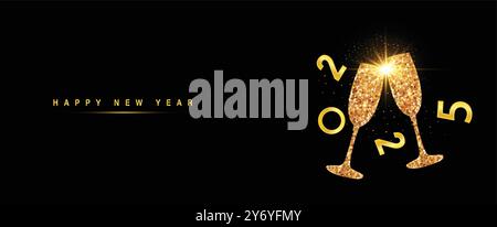 Celebration Happy new year 2025 background design, Banner, Poster, post design illustrations. Premium vector design 2025. Celebration New Year's Eve Stock Vector