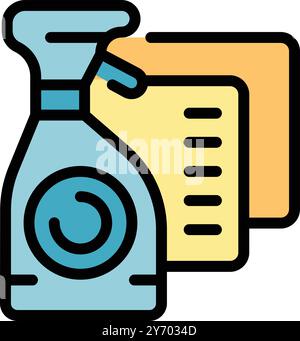 Laundry detergent bottle and fabric softener sheets for washing clothes icon, laundry service concept Stock Vector