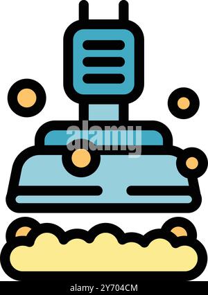 Magnetic field detector scanning soil for metals color icon vector illustration for web design isolated on white background Stock Vector
