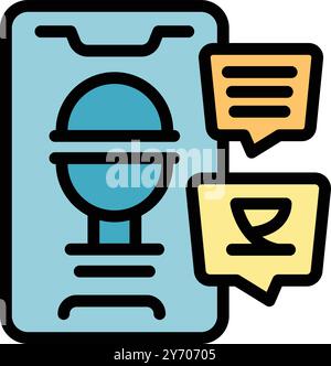 Smartphone is showing voice ordering food online app interface with speech bubble icons Stock Vector