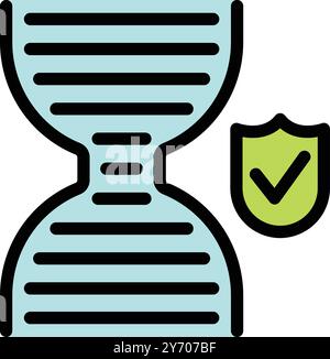 Dna strand with a protection shield is representing genetic security and privacy of patient information Stock Vector