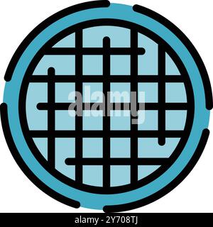 Round waffle iron making delicious breakfast icon vector outline Stock Vector