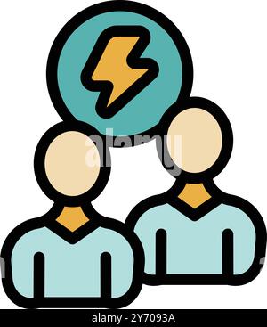 Two businessmen are having a creative moment together, symbolized by a light bulb Stock Vector