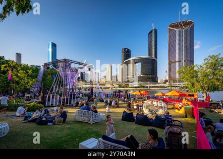 Brisbane, QLD, Australia - Sep 21, 2024: Light installation at the Brisfest 2024 Stock Photo