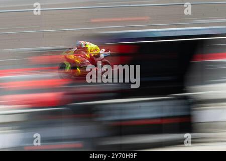 Lombok, Indonesia. 27th Sep, 2024. Marco Bezzecchi of Pertamina Enduro VR46 Racing Team competes during the Practice of MotoGP at Pertamina Mandalika Grand Prix of Indonesia 2024 in Lombok Island, Indonesia, on Sept. 27, 2024. Credit: Veri Sanovri/Xinhua/Alamy Live News Stock Photo