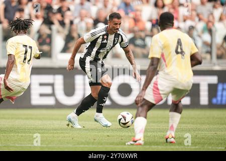 Juventus’ Danilo during the pre season friendly soccer match between Juventus and Juvetus Next Gen at the Allianz Stadium in Torino, north west Italy - Tuesday, August 6, 2024. Sport - Soccer . (Photo by Marco Alpozzi/Lapresse) Stock Photo