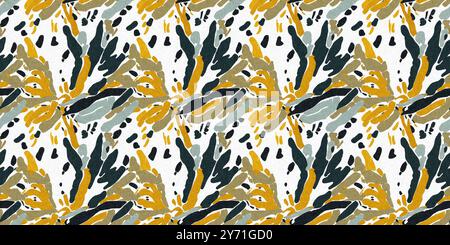 Modern printed fabric flower block print pattern with linen texture ...