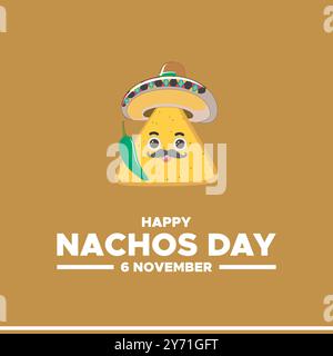 happy Nachos Day, 6th November Nachos Day, social media template, post, banner design, Nachos Day concept design. Stock Vector