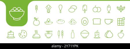 nutritional food line art icon collection logo design vector Stock Vector