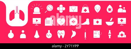 medical flat icon set design vector Stock Vector
