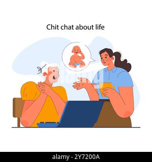Office interaction. Team communication scene. Casual talk about life of employees at workplace. Chit chat on a break. Corporate relations in modern company. Flat vector illustration Stock Vector