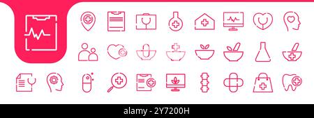 medical line art icon set design vector Stock Vector