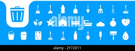 cleaning equipment set flat icon design vector Stock Vector