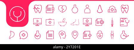 medical line art icon set design vector Stock Vector