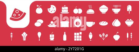 nutritional food flat icon collection logo design vector Stock Vector