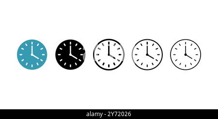 Time and clock vector linear icons set. Collection of time icons. Vector illustration Stock Vector