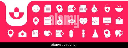 medical flat icon set design vector Stock Vector