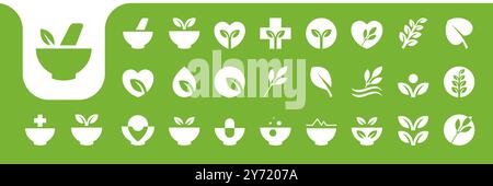 herbal medicine nature flat icon collection vector design Stock Vector
