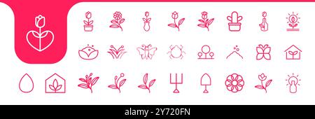 garden line icon set collection design vector Stock Vector