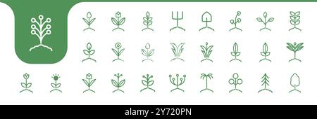 gardening line icon set collection design vector Stock Vector