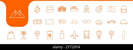 travel line icon set collection design vector Stock Vector