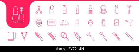 salon lines icon set collection design vector Stock Vector