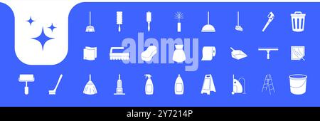 cleaning service equipment icon set collection design vector Stock Vector